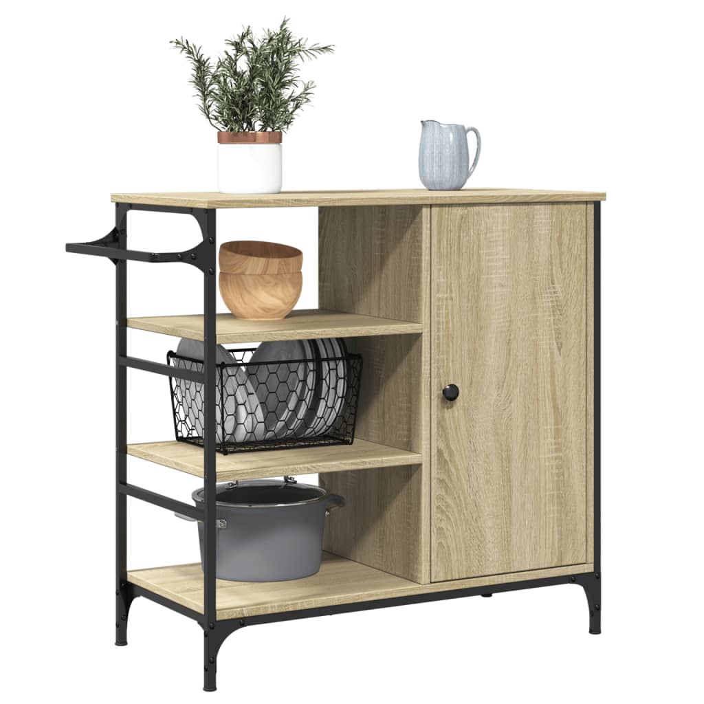 Kitchen trolley, oak, 87.5x38.5x84.5cm, treated wood