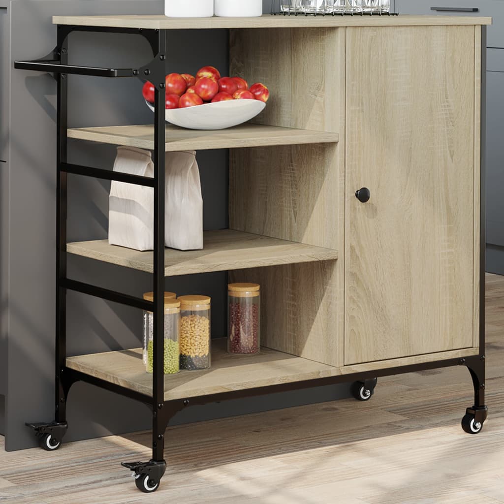 Kitchen trolley, oak, 87.5x38.5x84.5cm, treated wood