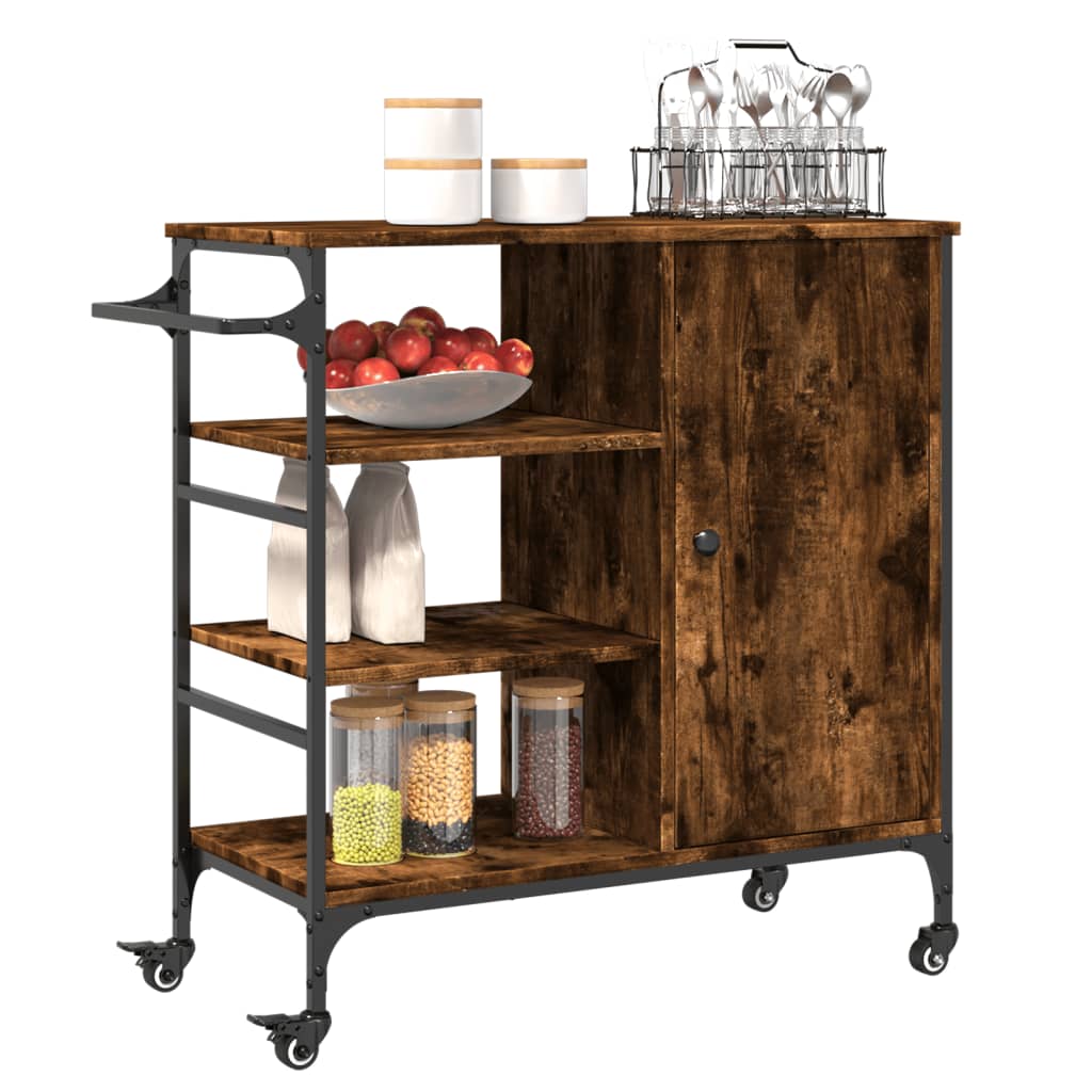 Kitchen trolley, smoked oak, 87.5x38.5x84.5cm, wood