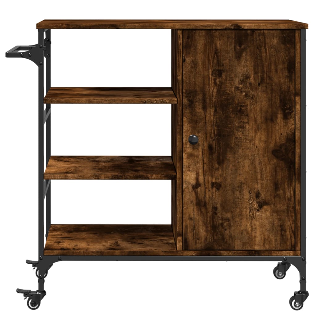 Kitchen trolley, smoked oak, 87.5x38.5x84.5cm, wood