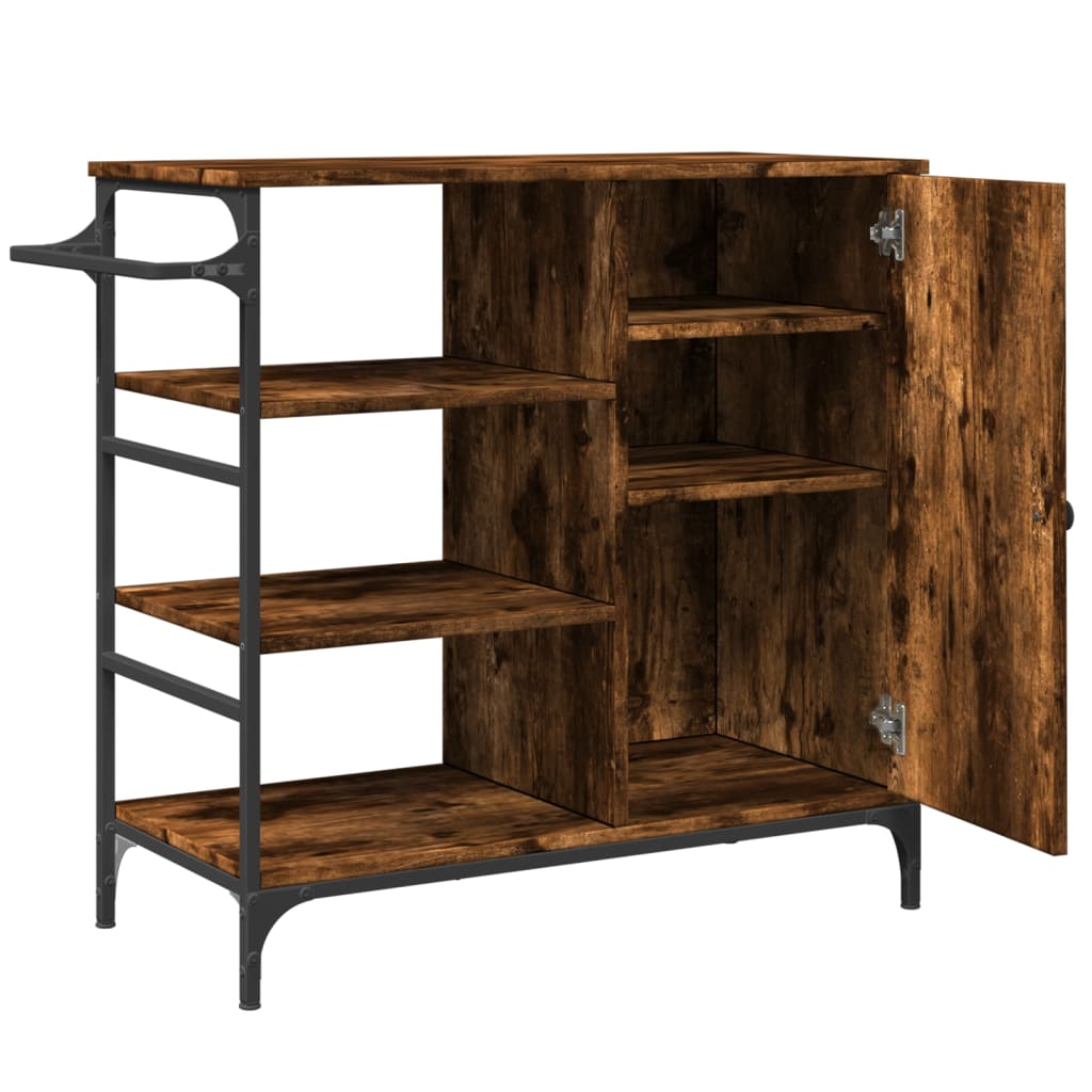 Kitchen trolley, smoked oak, 87.5x38.5x84.5cm, wood