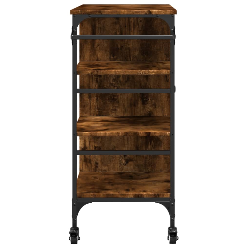 Kitchen trolley, smoked oak, 87.5x38.5x84.5cm, wood