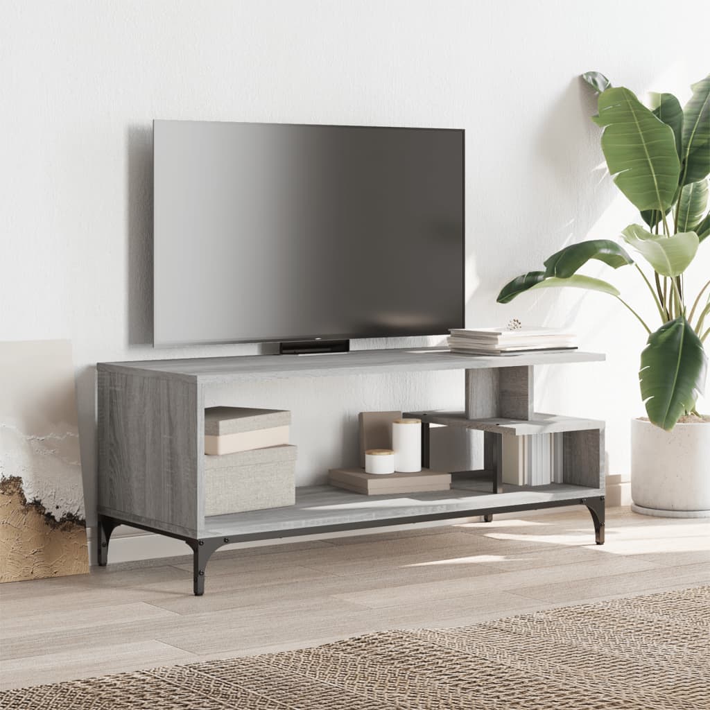 TV cabinet, grey, 102x40x41cm, engineered wood and steel