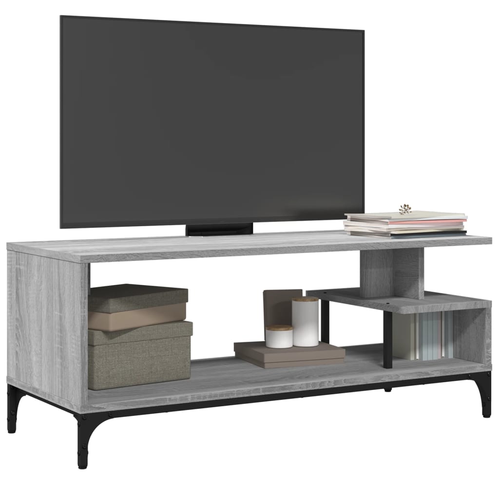 TV cabinet, grey, 102x40x41cm, engineered wood and steel