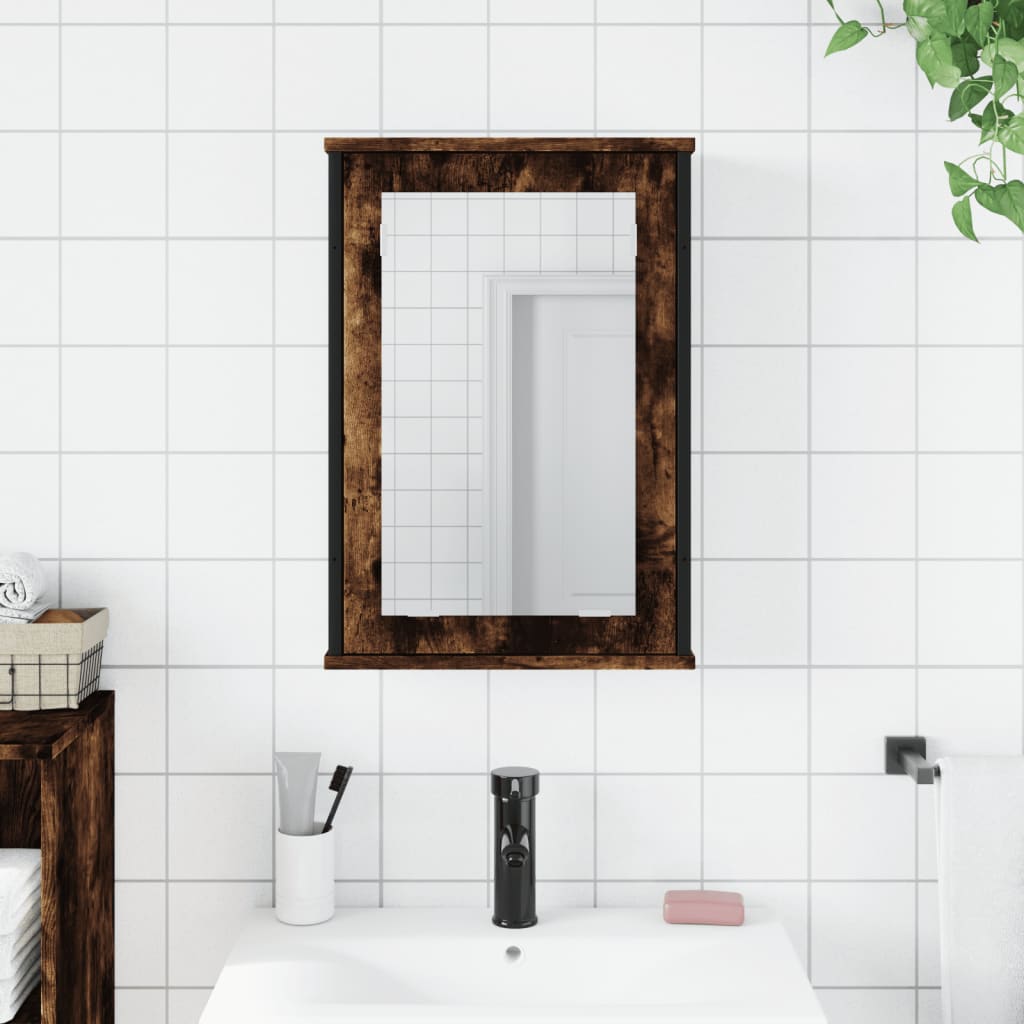 Veidrodinė vonios spintelė, dūminio ąžuolo, 42x12x60cm, mediena