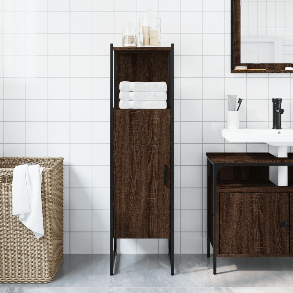Bathroom cabinet, brown oak, 33x33x120.5cm, wood