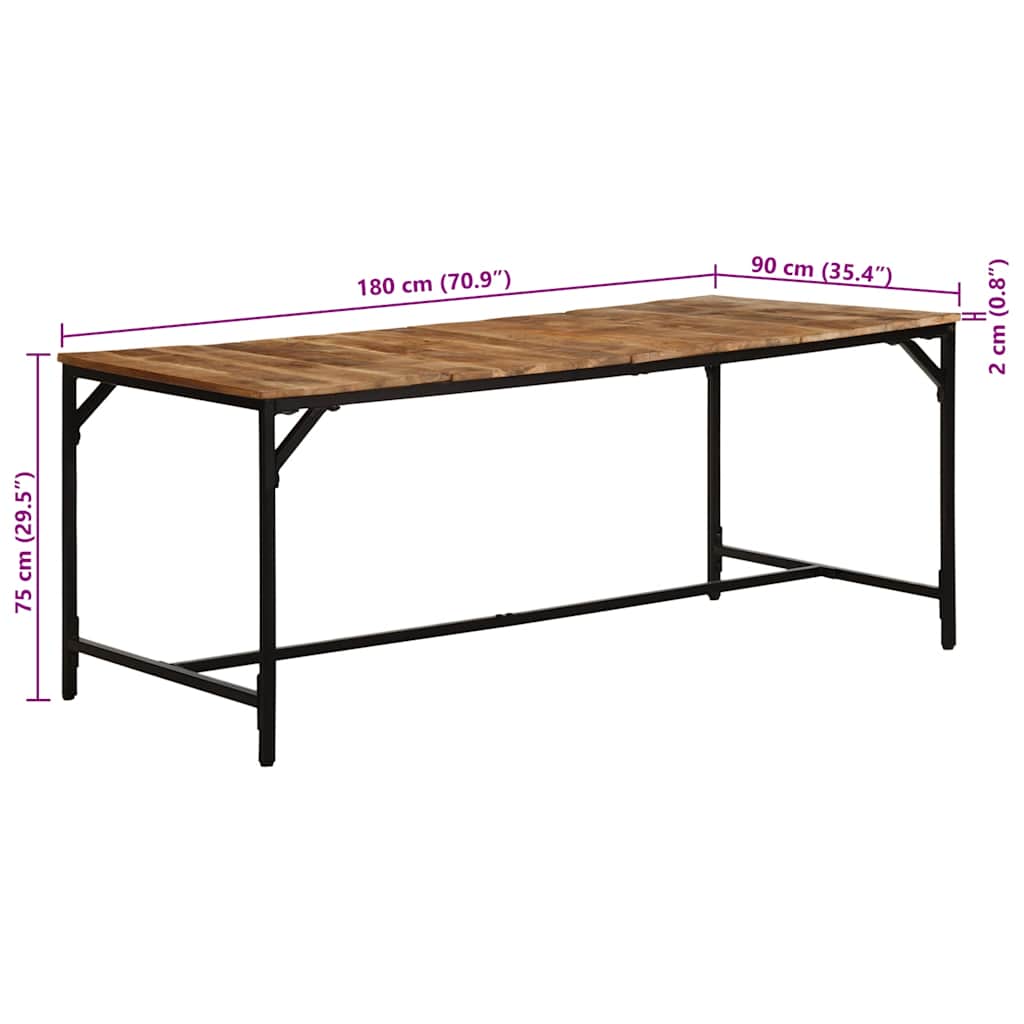 Dining table, 180x90x75cm, solid mango wood