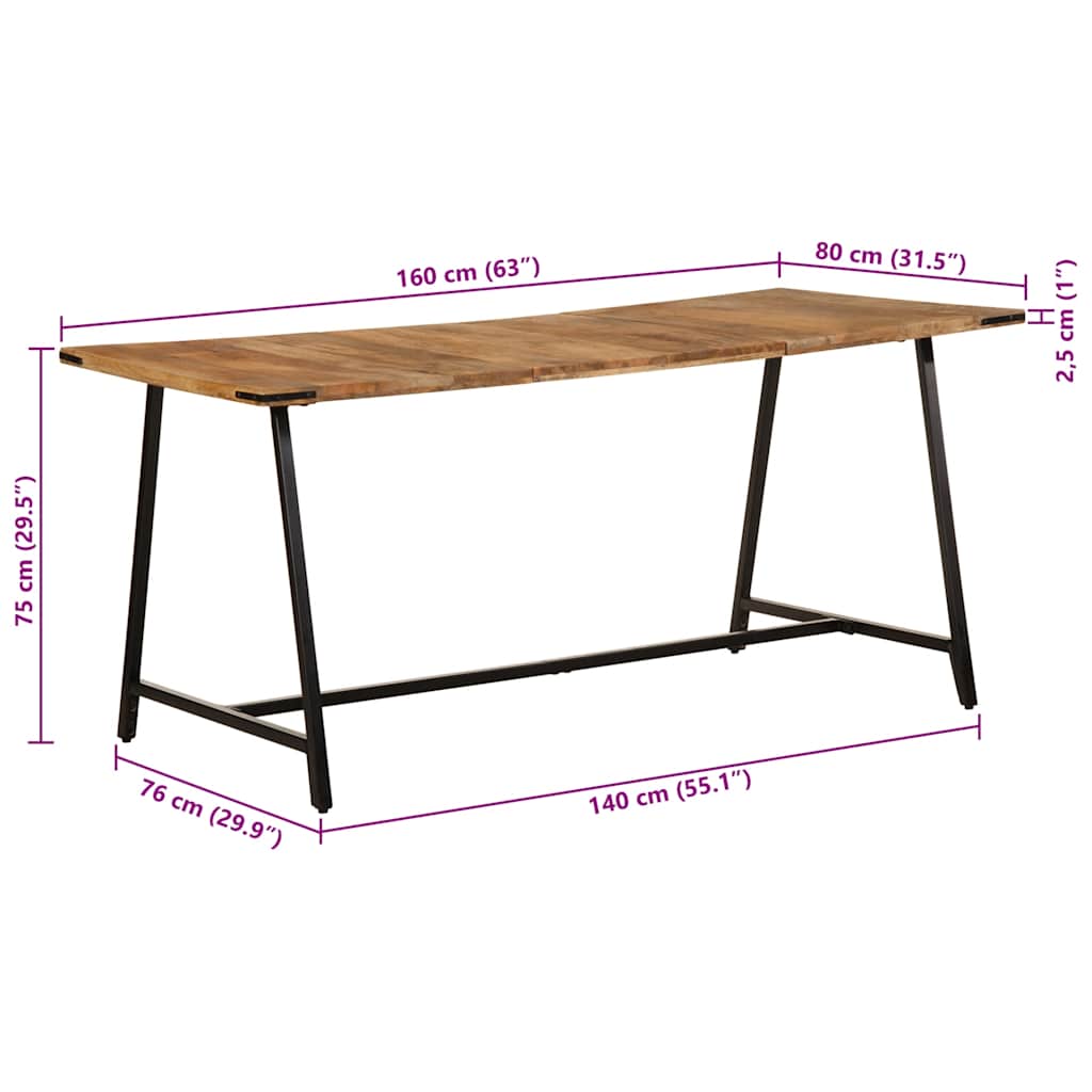 Dining table, 160x80x75cm, solid mango wood
