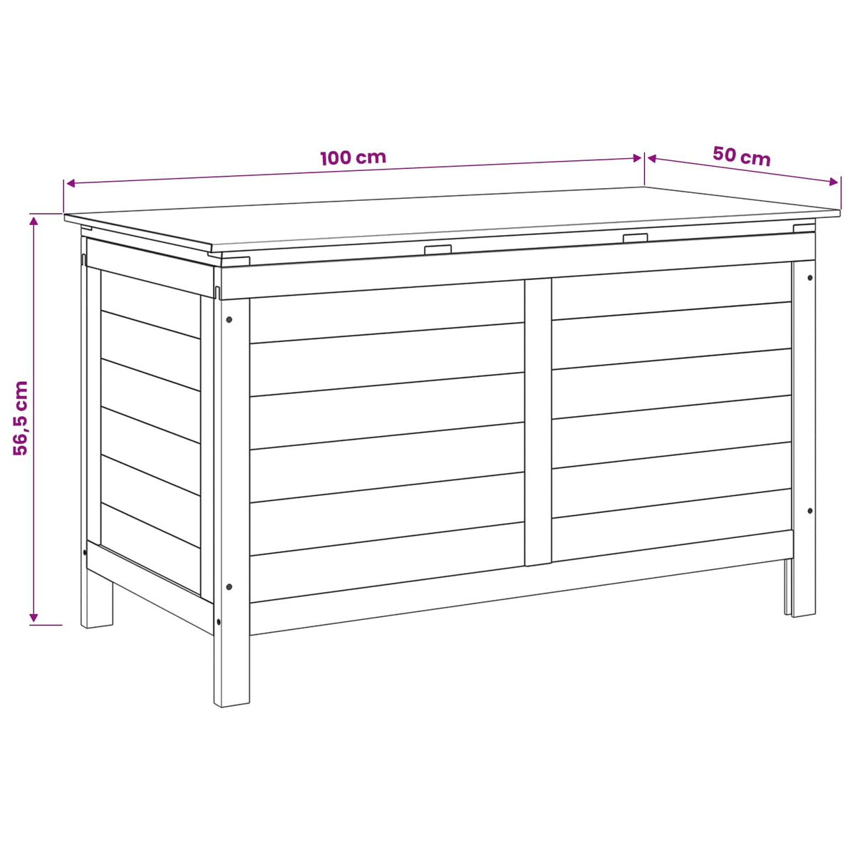 Garden storage box, 99x49.5x58.5cm, solid spruce wood