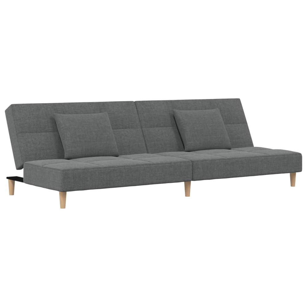 Dvivietė sofa-lova su dvejomis pagalvėmis, pilka, audinys