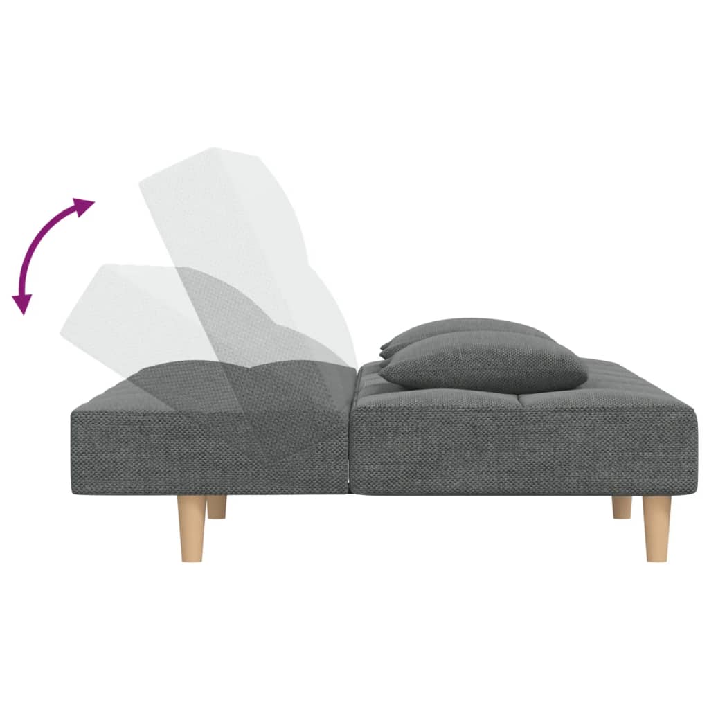 Dvivietė sofa-lova su dvejomis pagalvėmis, pilka, audinys