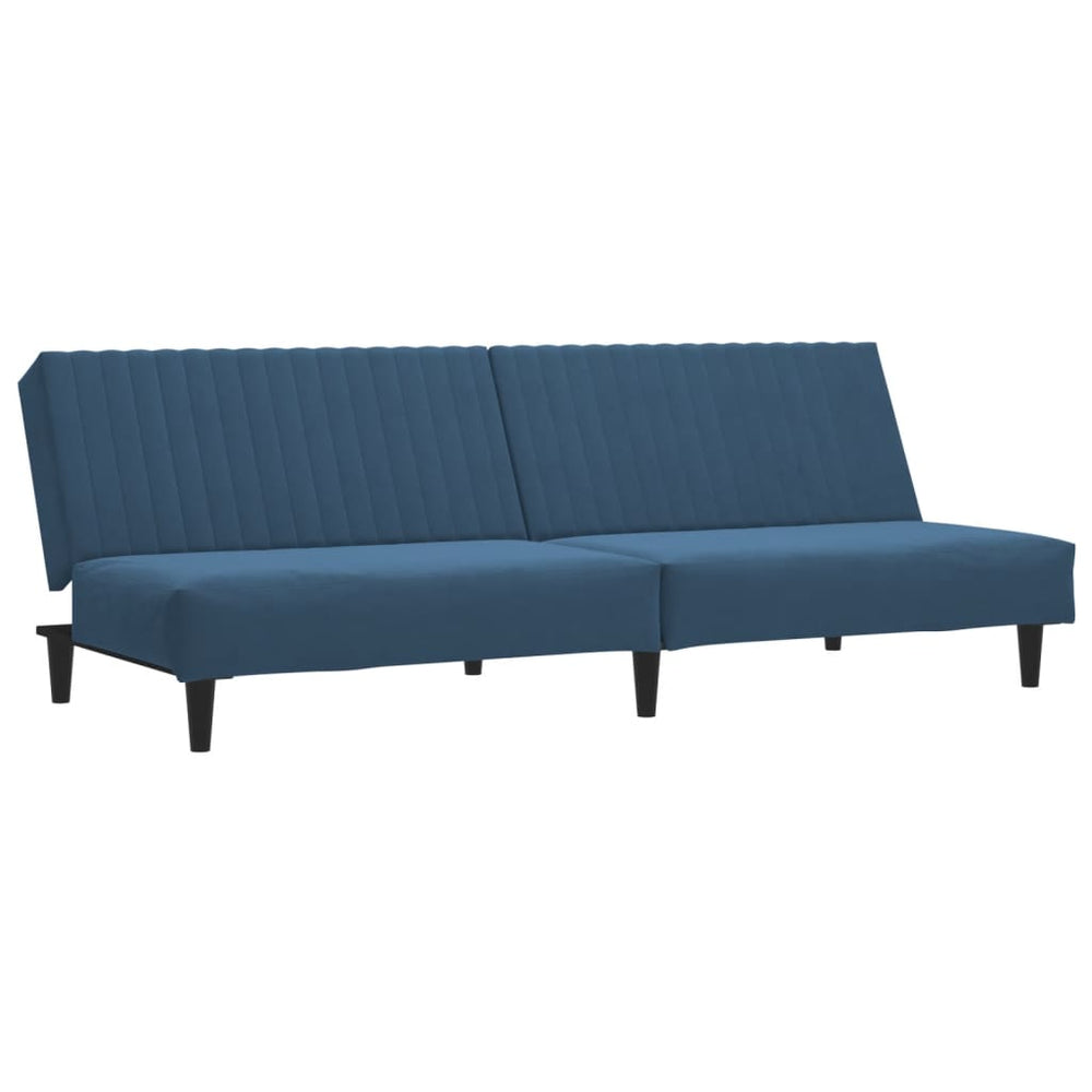 Dvivietė sofa-lova, mėlynos spalvos, aksomas