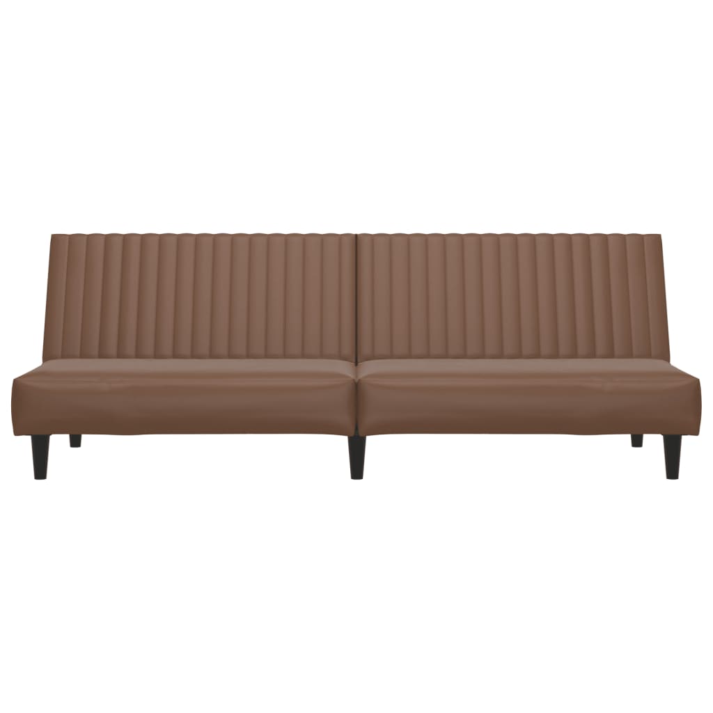 Dvivietė sofa-lova, rudos spalvos, dirbtinė oda