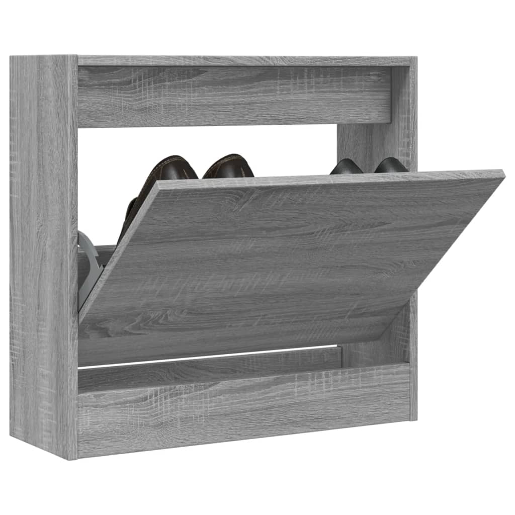 Shoe cabinet, grey oak, 60x21x57cm, engineered wood