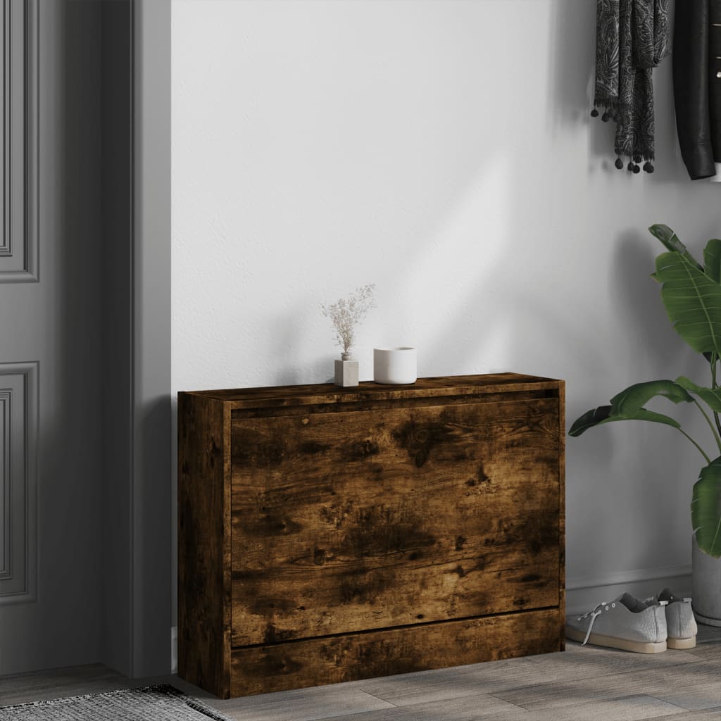 Shoe cabinet, smoky oak, 80x21x57cm, engineered wood