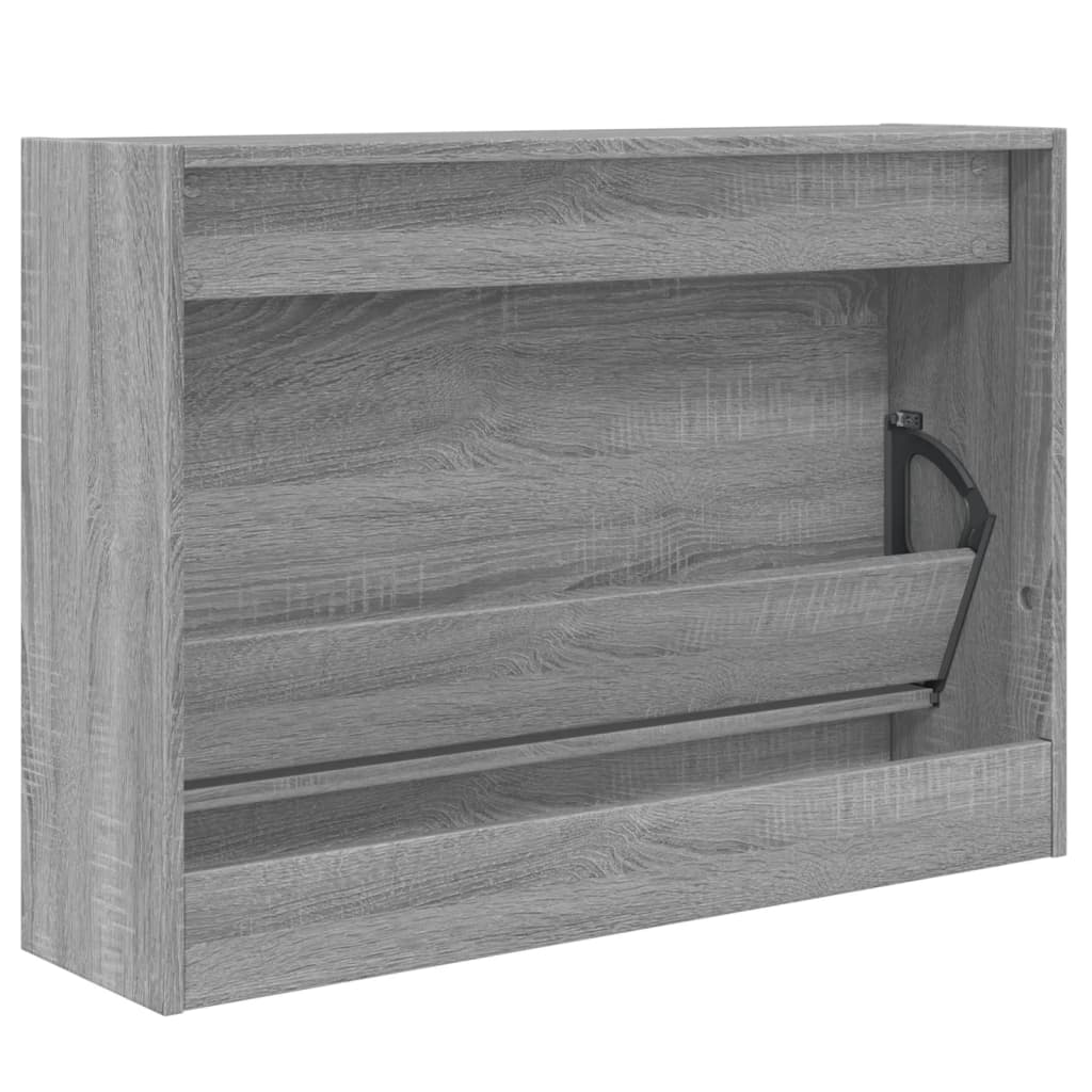 Shoe cabinet, grey oak, 80x21x57cm, engineered wood
