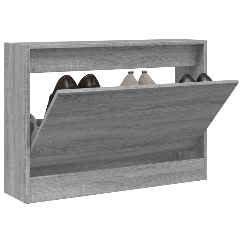 Shoe cabinet, grey oak, 80x21x57cm, engineered wood