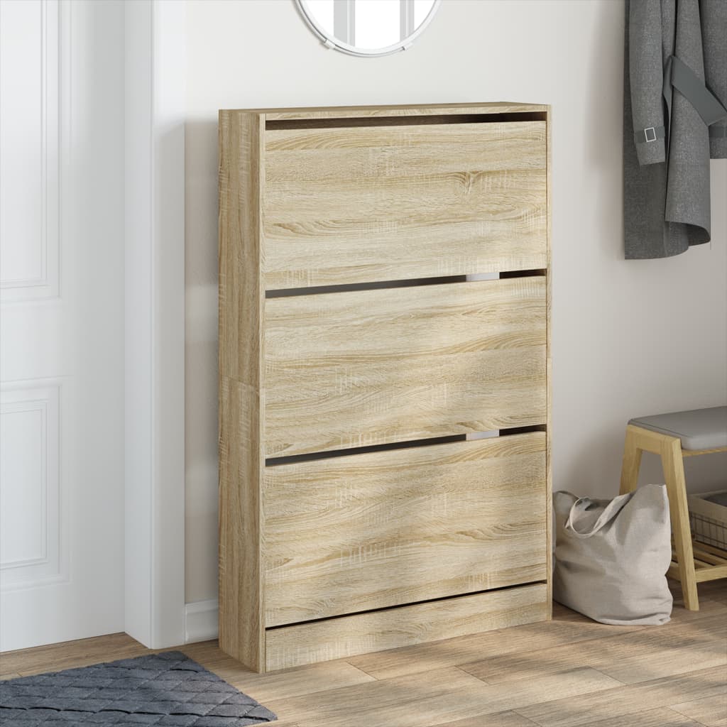 Shoe cabinet, Sonoma oak, 80x21x125.5cm, engineered wood