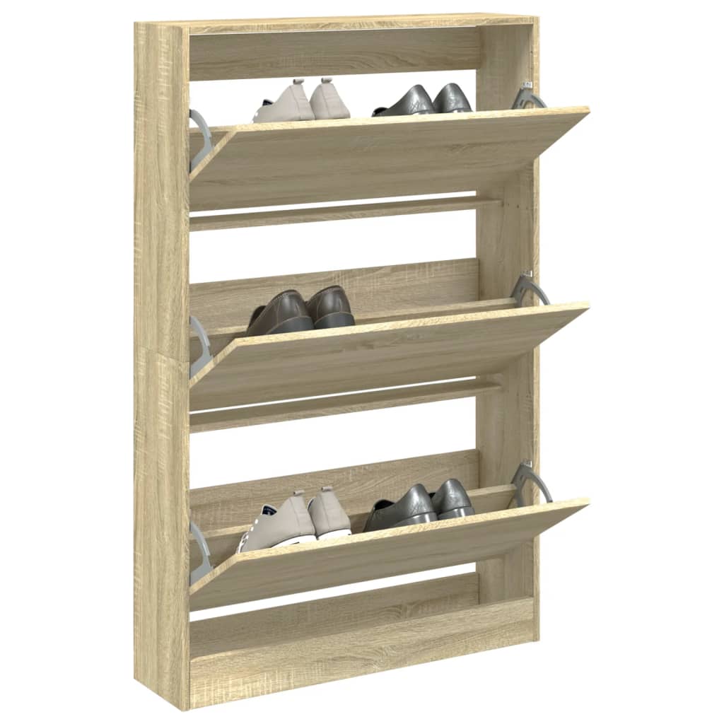 Shoe cabinet, Sonoma oak, 80x21x125.5cm, engineered wood
