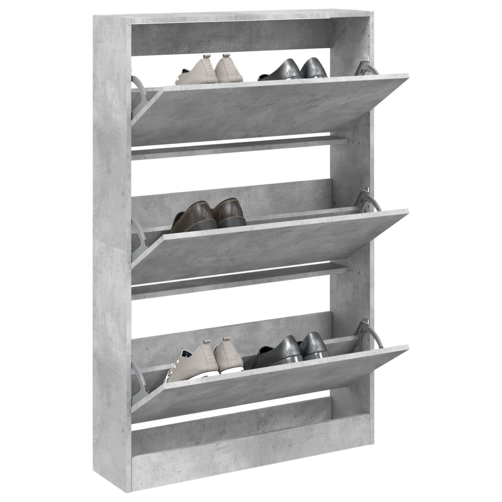 Shoe cabinet, concrete grey, 80x21x125.5cm, engineered wood