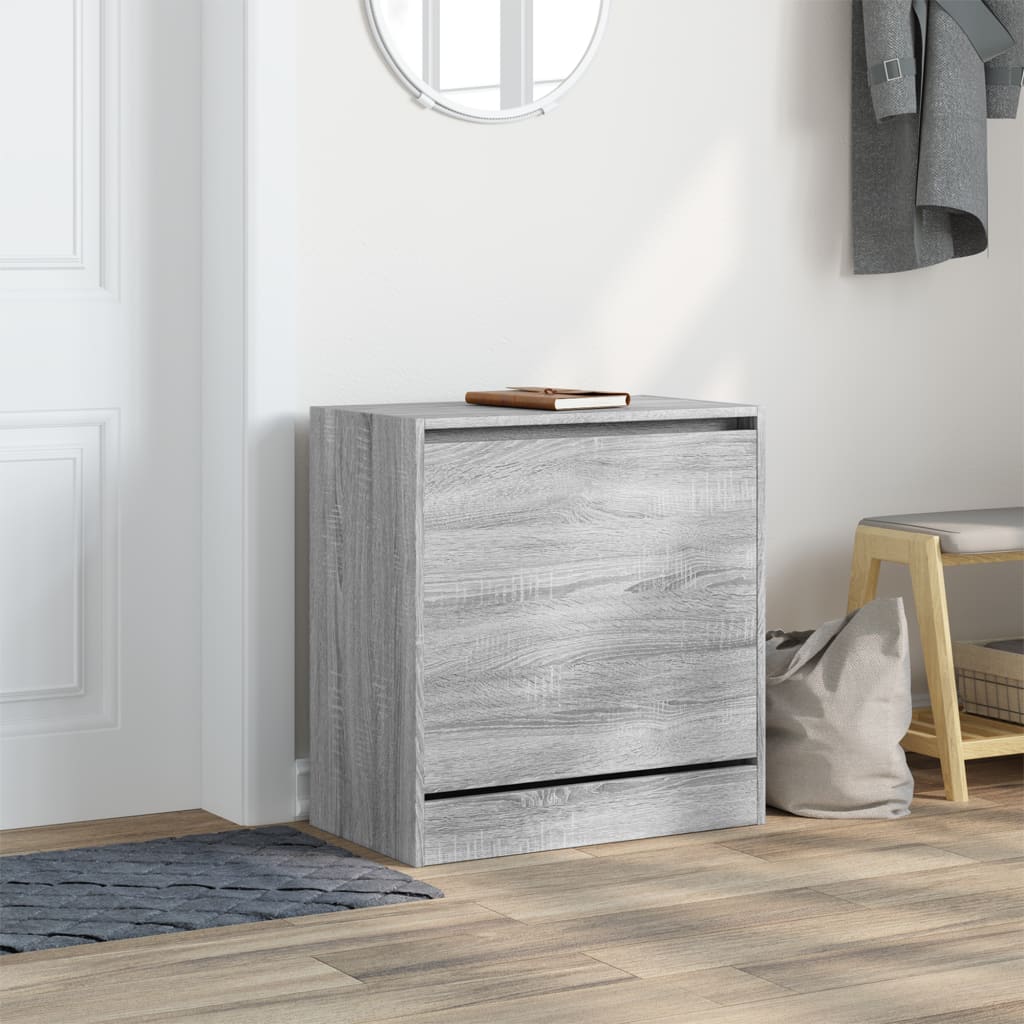 Shoe cabinet, grey oak, 60x34x63.5cm, engineered wood