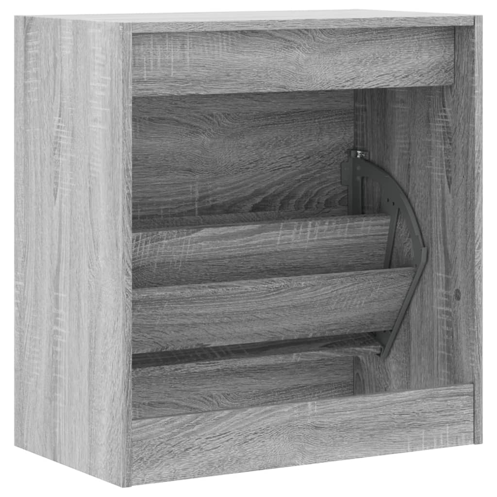 Shoe cabinet, grey oak, 60x34x63.5cm, engineered wood