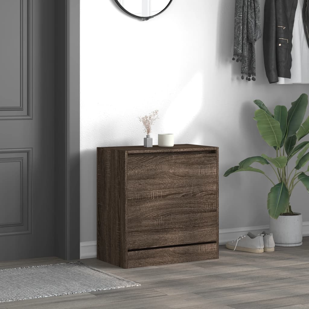 Shoe cabinet, brown oak, 60x34x63.5cm, engineered wood