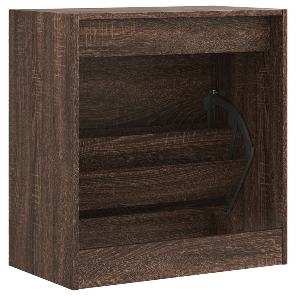 Shoe cabinet, brown oak, 60x34x63.5cm, engineered wood