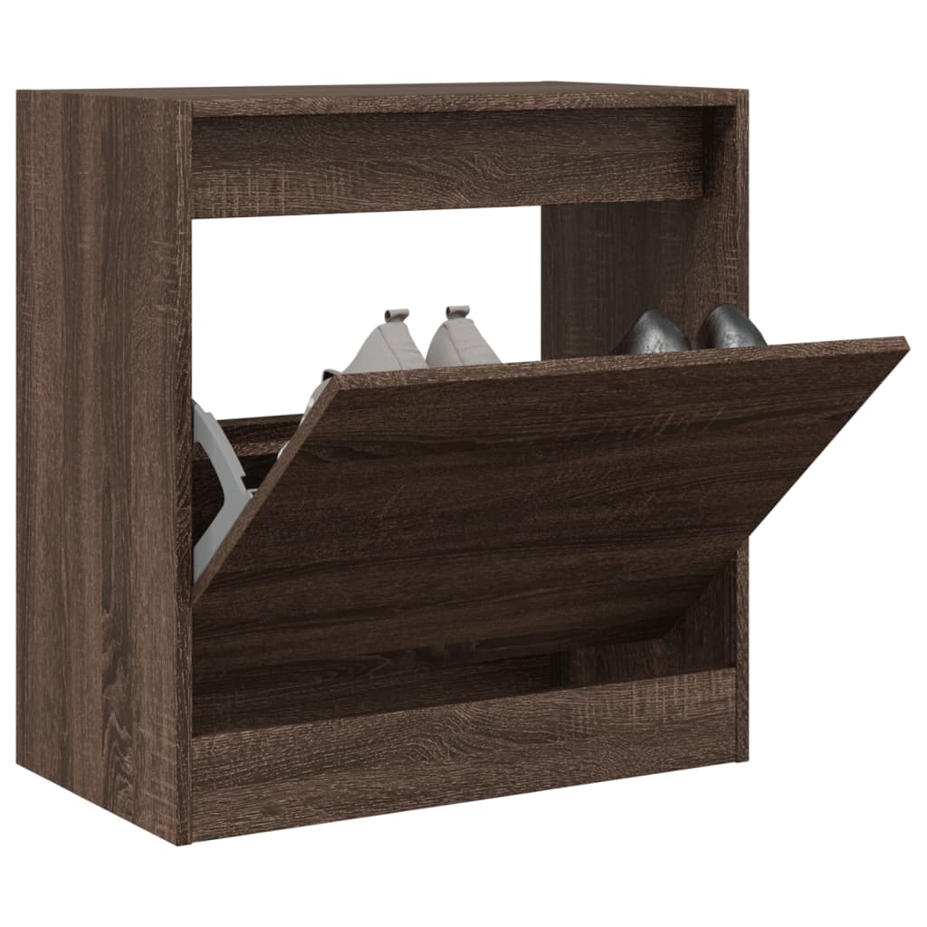 Shoe cabinet, brown oak, 60x34x63.5cm, engineered wood