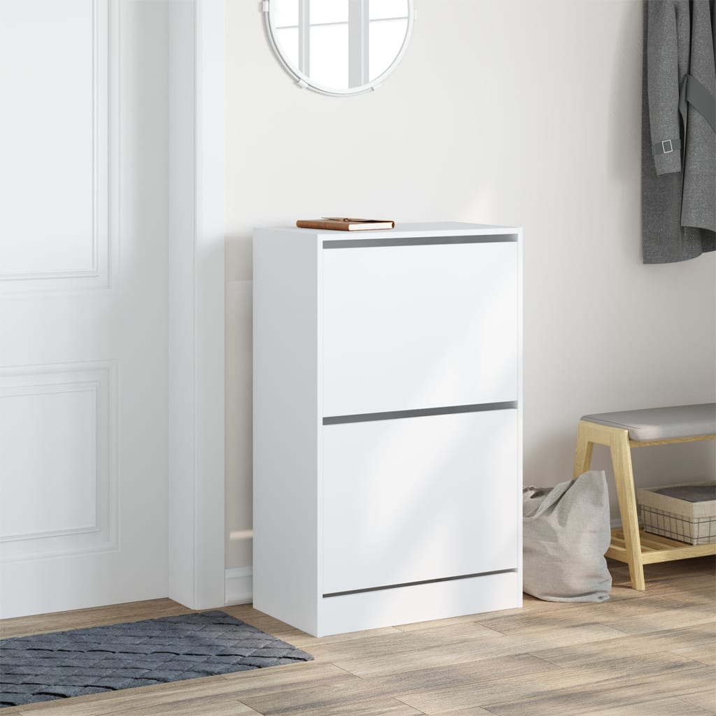 Shoe cabinet, white, 60x34x96.5cm, engineered wood