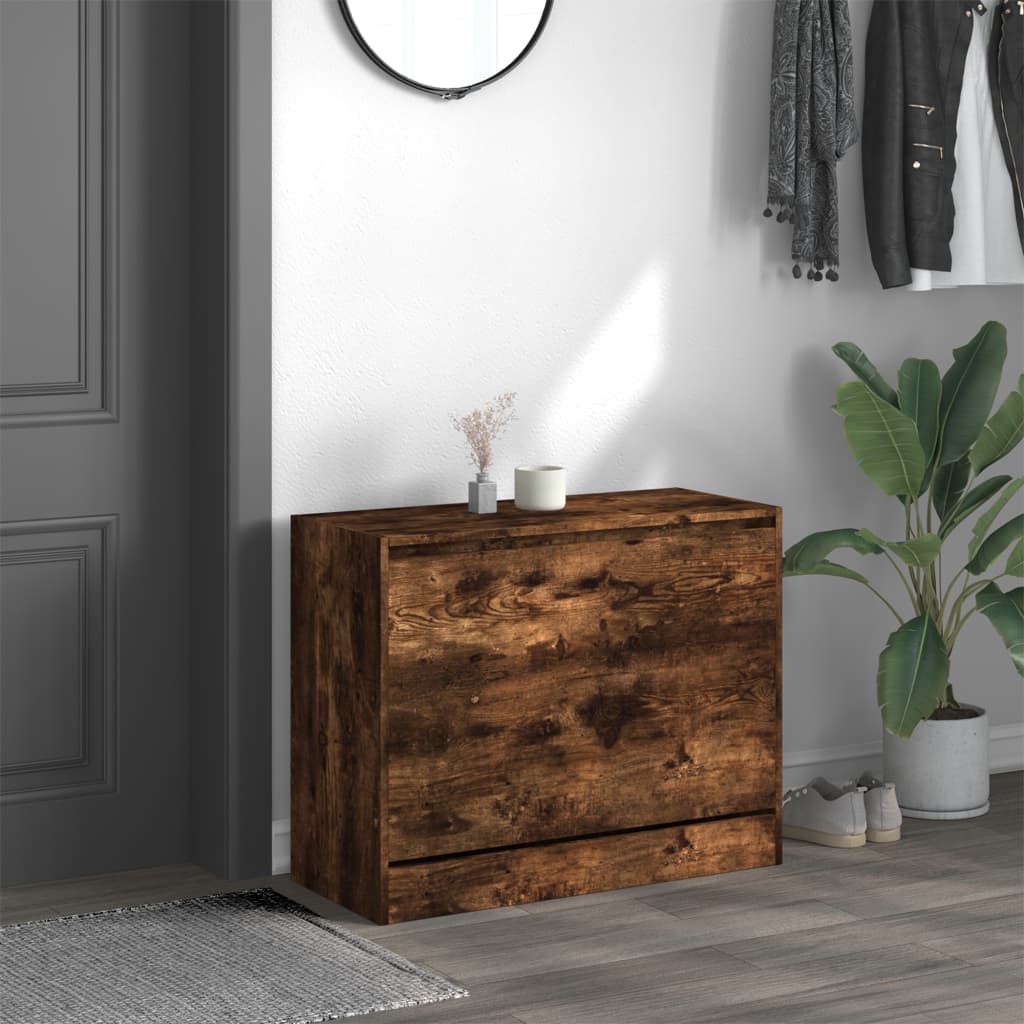 Shoe cabinet, smoky oak, 80x34x63cm, engineered wood