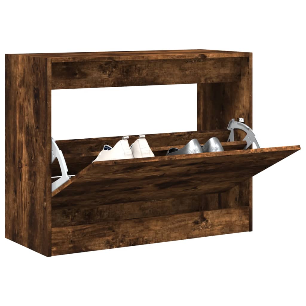 Shoe cabinet, smoky oak, 80x34x63cm, engineered wood