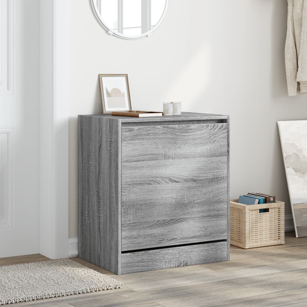 Shoe cabinet, grey oak, 60x42x69cm, engineered wood