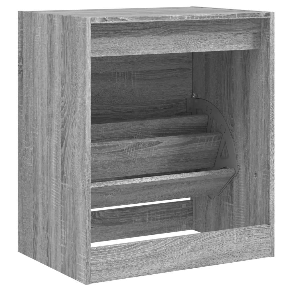 Shoe cabinet, grey oak, 60x42x69cm, engineered wood