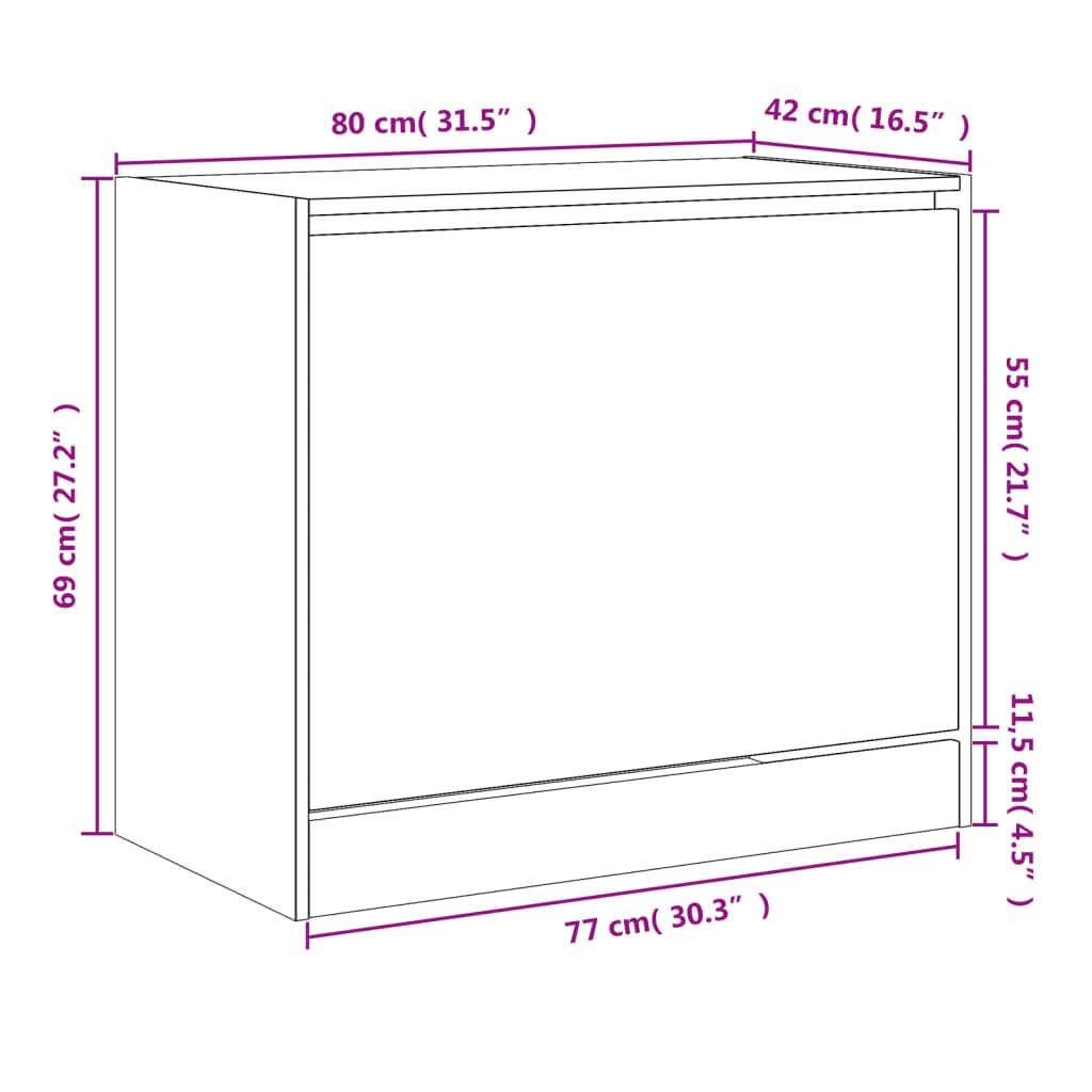 Shoe cabinet, Sonoma oak, 80x42x69cm, engineered wood
