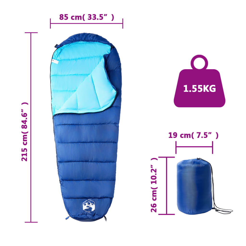 Mummy-shaped sleeping bag for adults, for 3-season camping