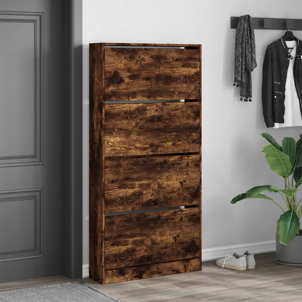 Shoe cabinet with 4 drawers, smoky, 80x21x163.5cm