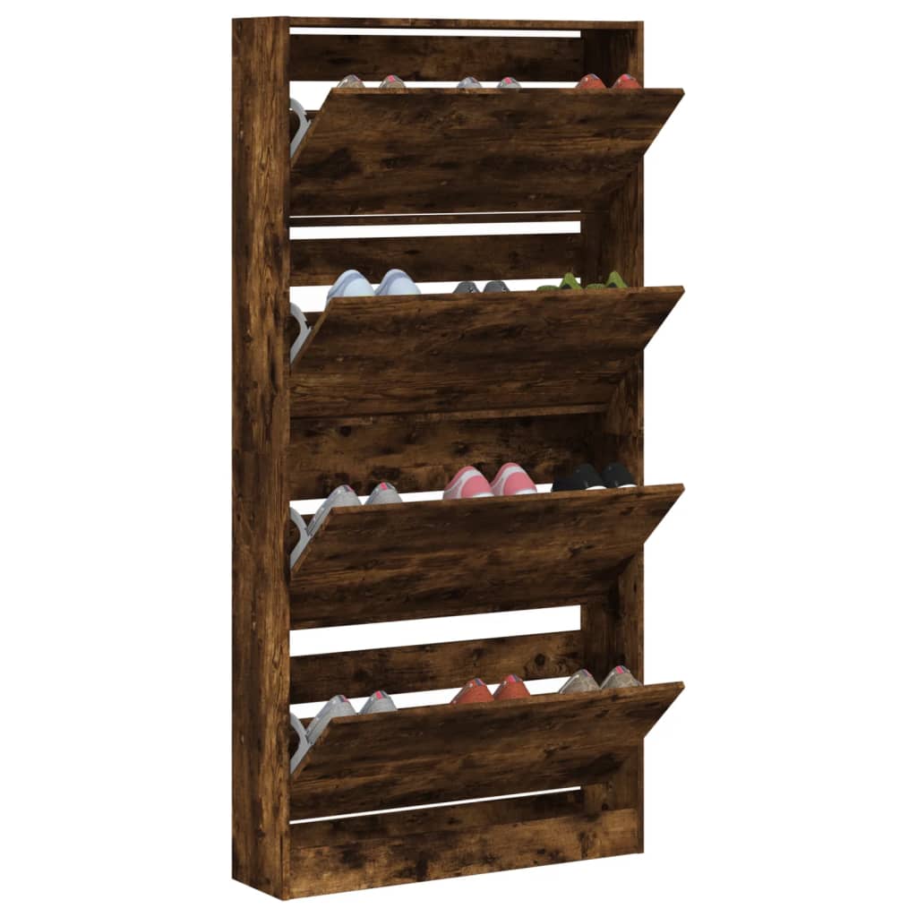 Shoe cabinet with 4 drawers, smoky, 80x21x163.5cm
