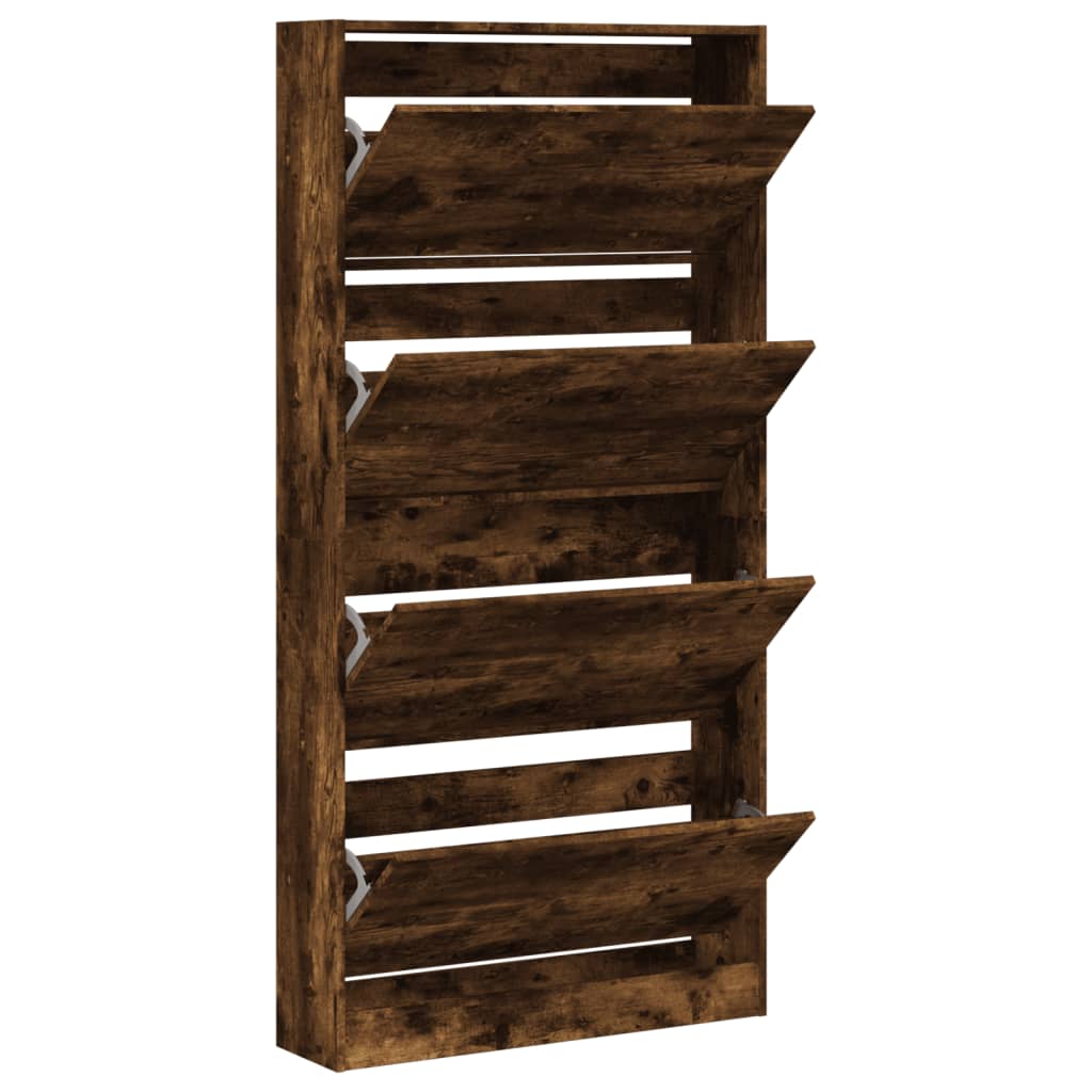 Shoe cabinet with 4 drawers, smoky, 80x21x163.5cm