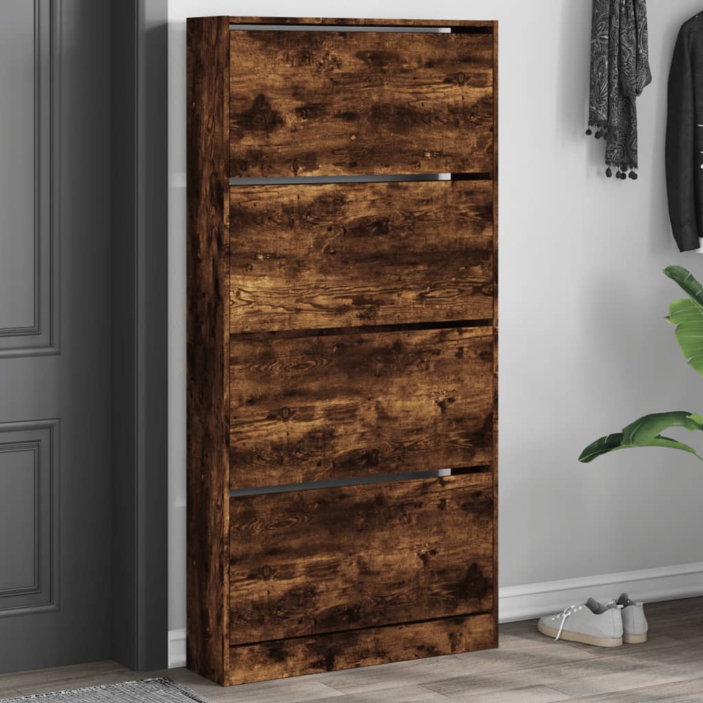 Shoe cabinet with 4 drawers, smoky, 80x21x163.5cm