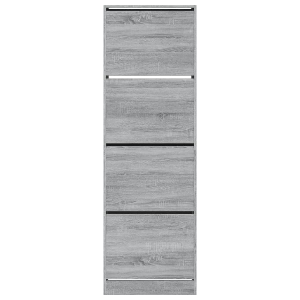 Shoe cabinet with 4 tip-out drawers, grey, 60x34x187.5cm