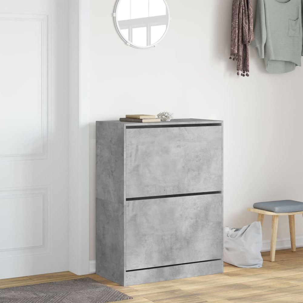 Shoe cabinet with 2 pull-down drawers, concrete, 80x42x108cm