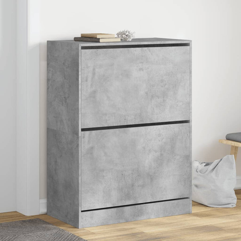 Shoe cabinet with 2 pull-down drawers, concrete, 80x42x108cm