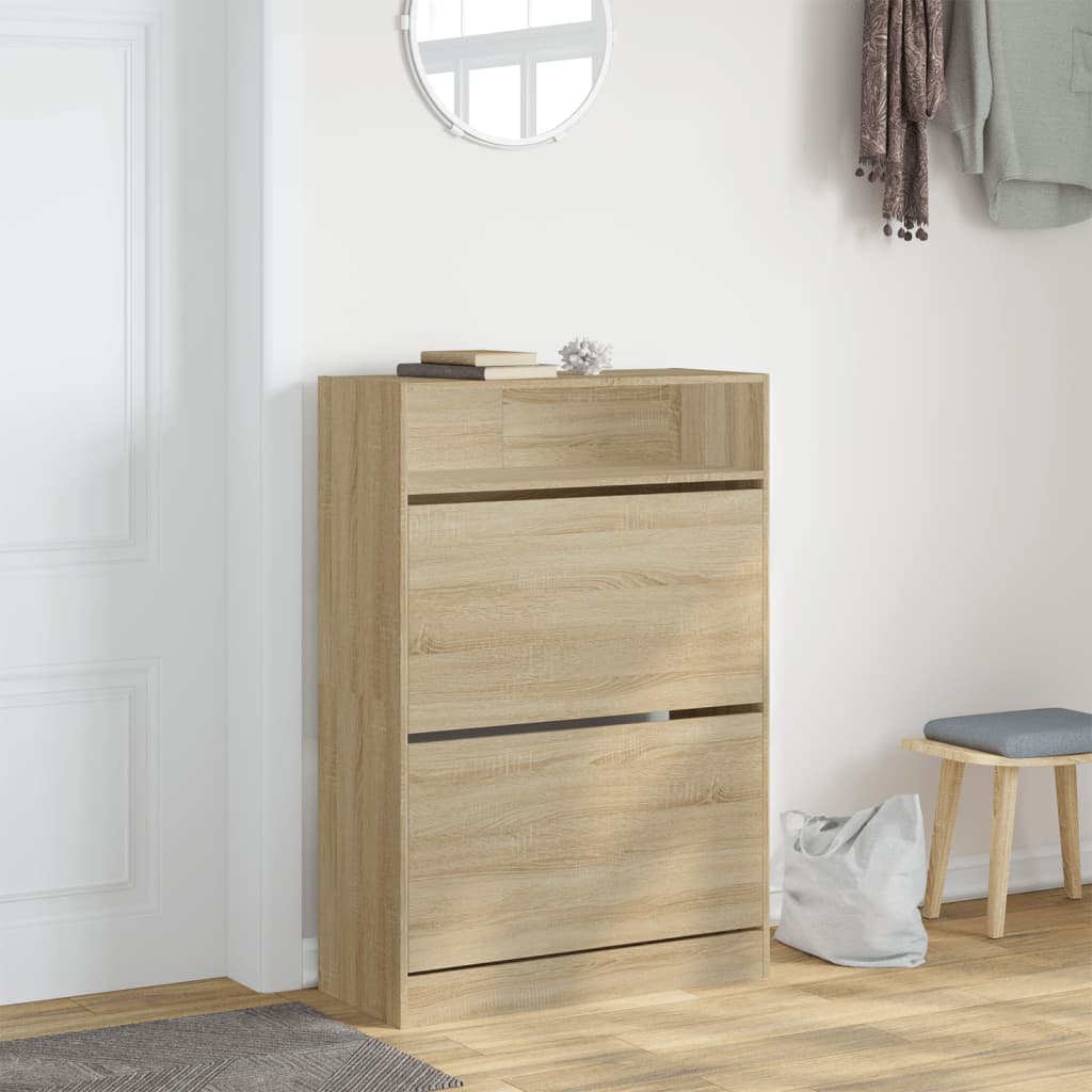 Apavu skapis ar 2 nolokāmām atvilktnēm, ozolkoka, 80x34x116cm