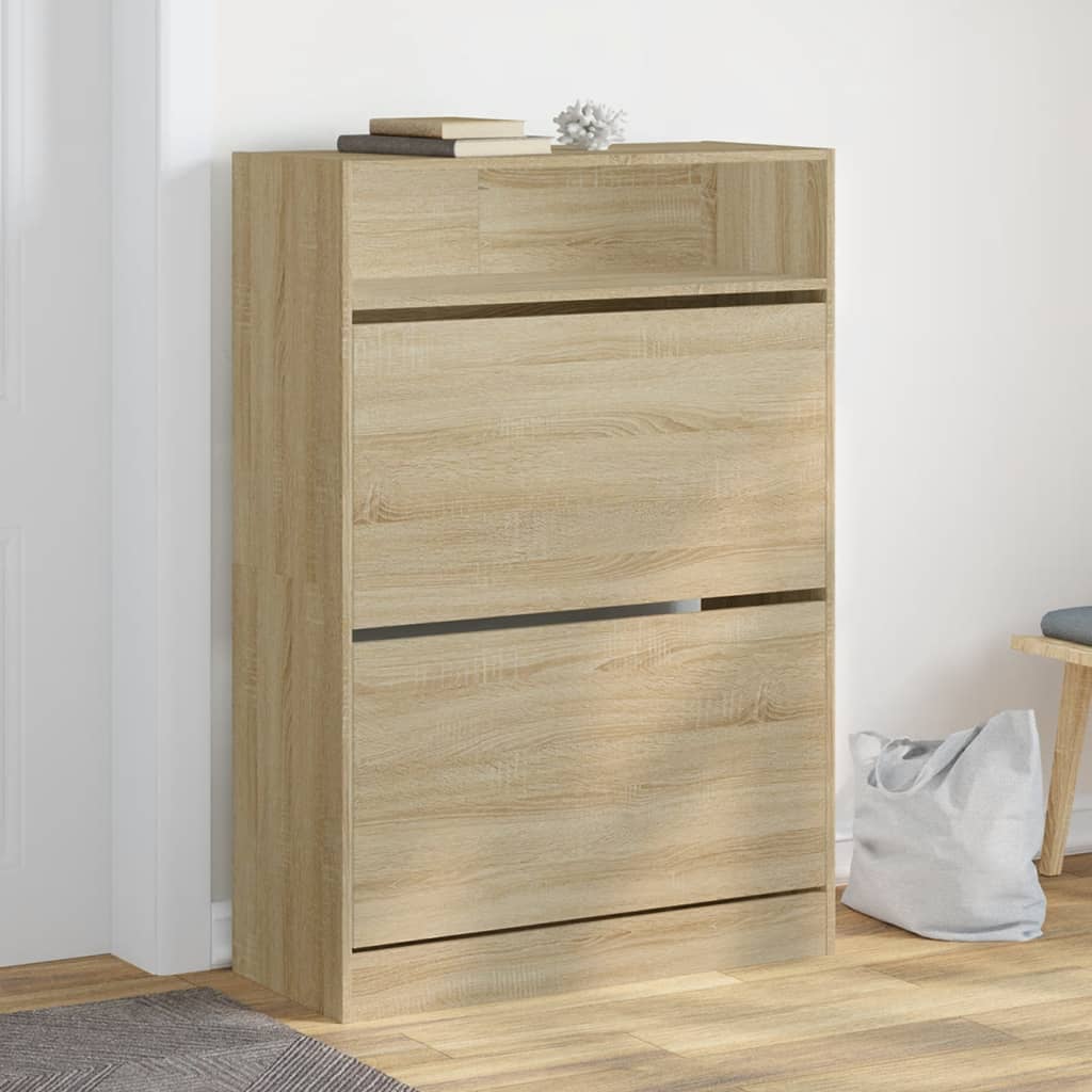 Apavu skapis ar 2 nolokāmām atvilktnēm, ozolkoka, 80x34x116cm