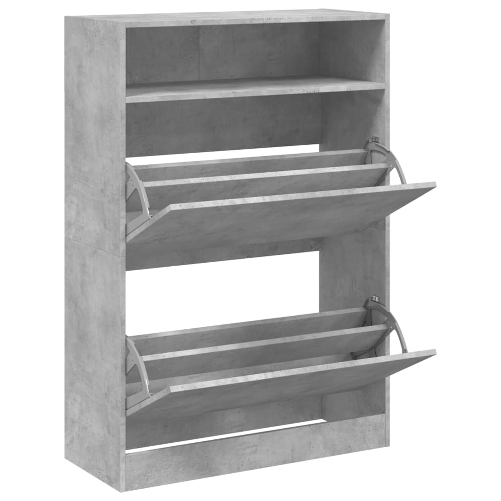 Batų spintelė su 2 atverčiamais stalčiais, betono, 80x34x116cm