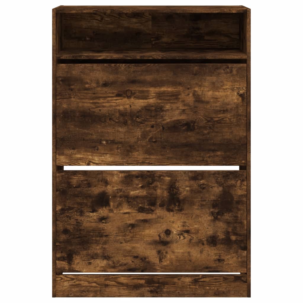 Batų spintelė su 2 atverčiamais stalčiais, dūminė, 80x34x116cm