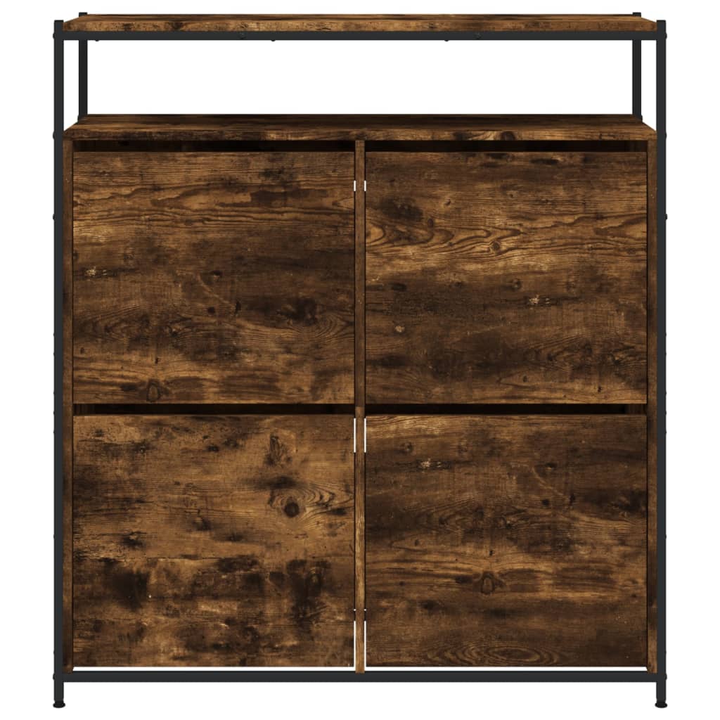 Batų spintelė su 4 atverčiamais stalčiais, dūminė, 100x34x112cm