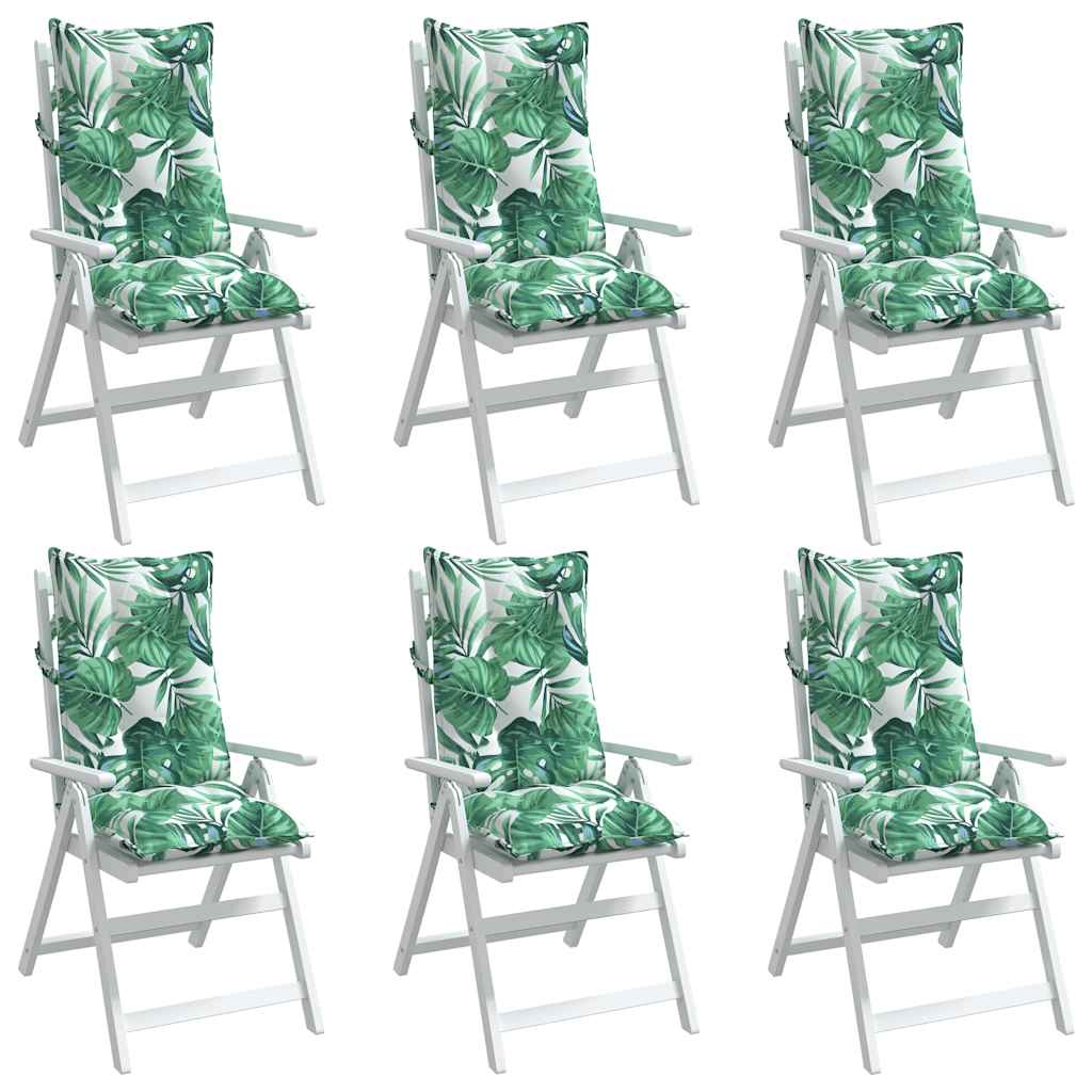 Chair cushions, 6 pcs., Oxford fabric, with leaves