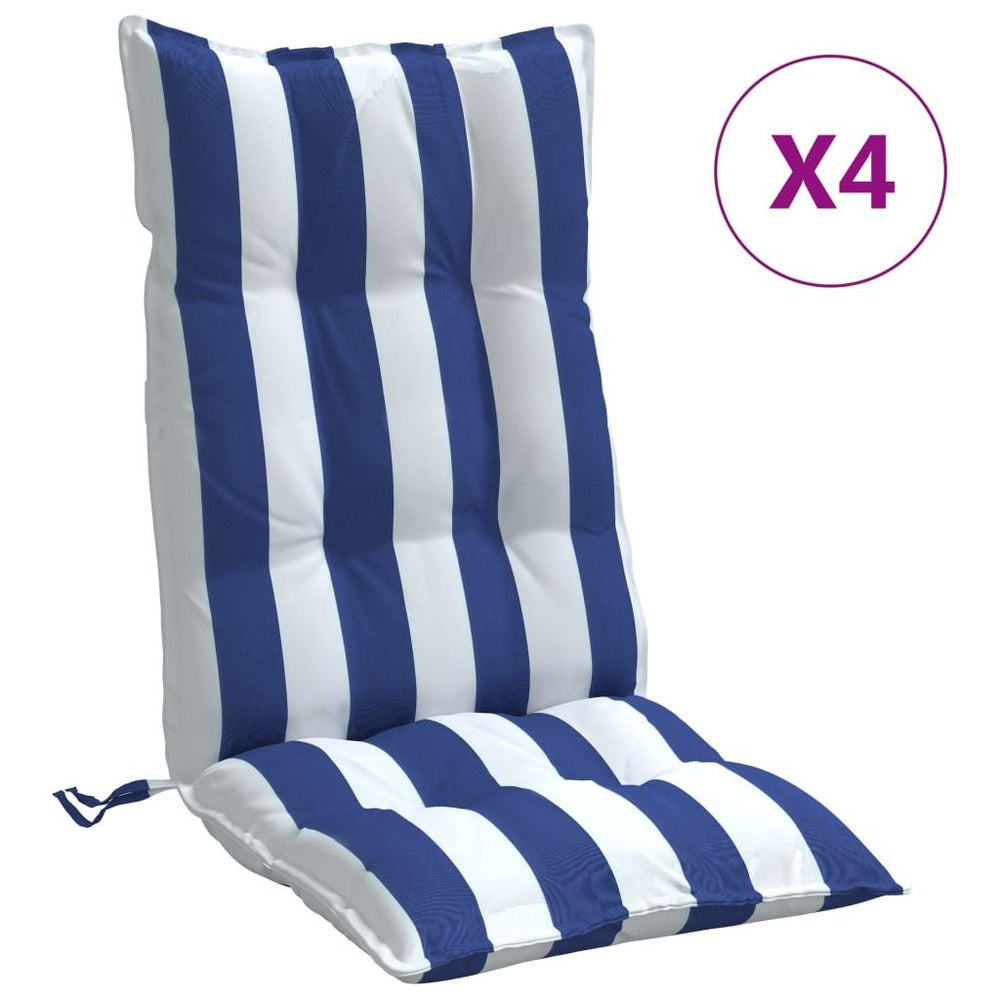 Kėdės pagalvėlės, 4vnt., mėlynos/baltos, audinys, dryžuotos
